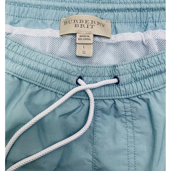 BURBERRY BRIT Swimwear Men's Large Short Shorts Mesh Lined Powder Blue - Picture 5 of 8